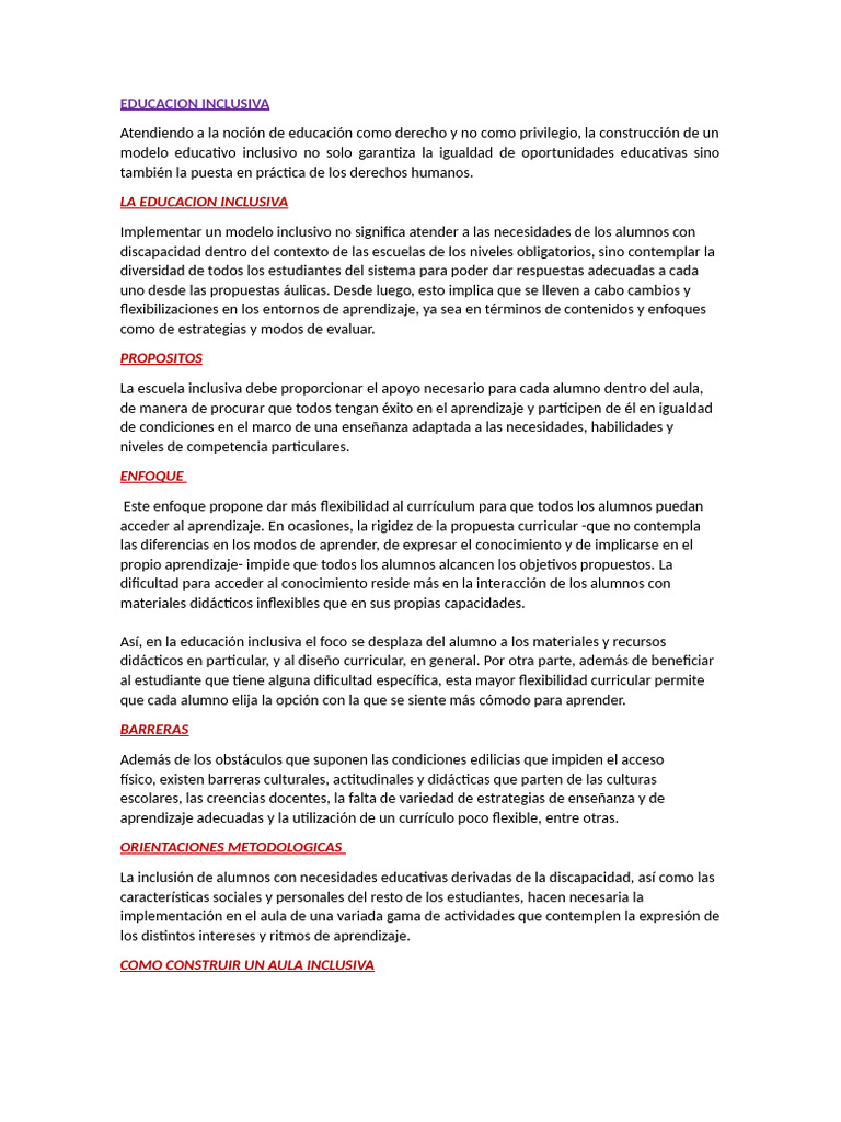 Educacion Inclusiva | PDF | Aprendizaje | Enseñando