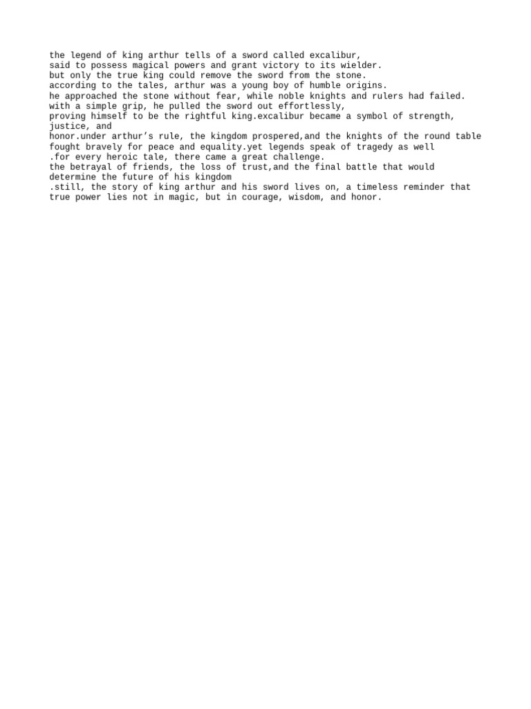 The Legend of King Arthur and Excalibur | PDF