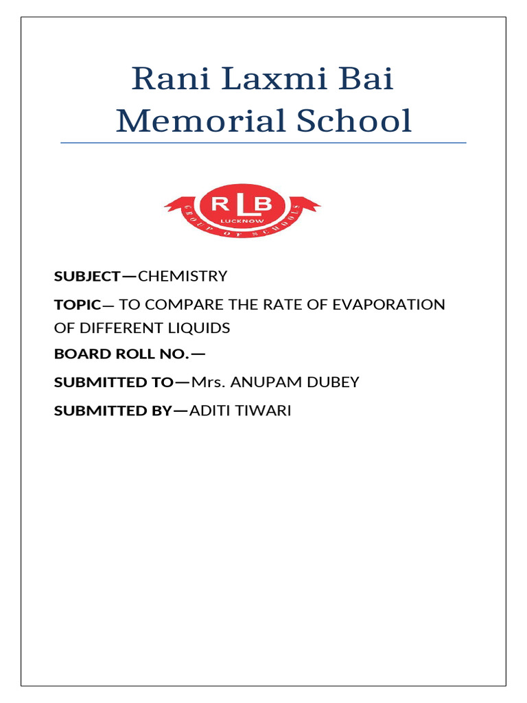 Rate of Evaporation in Liquids Study | PDF