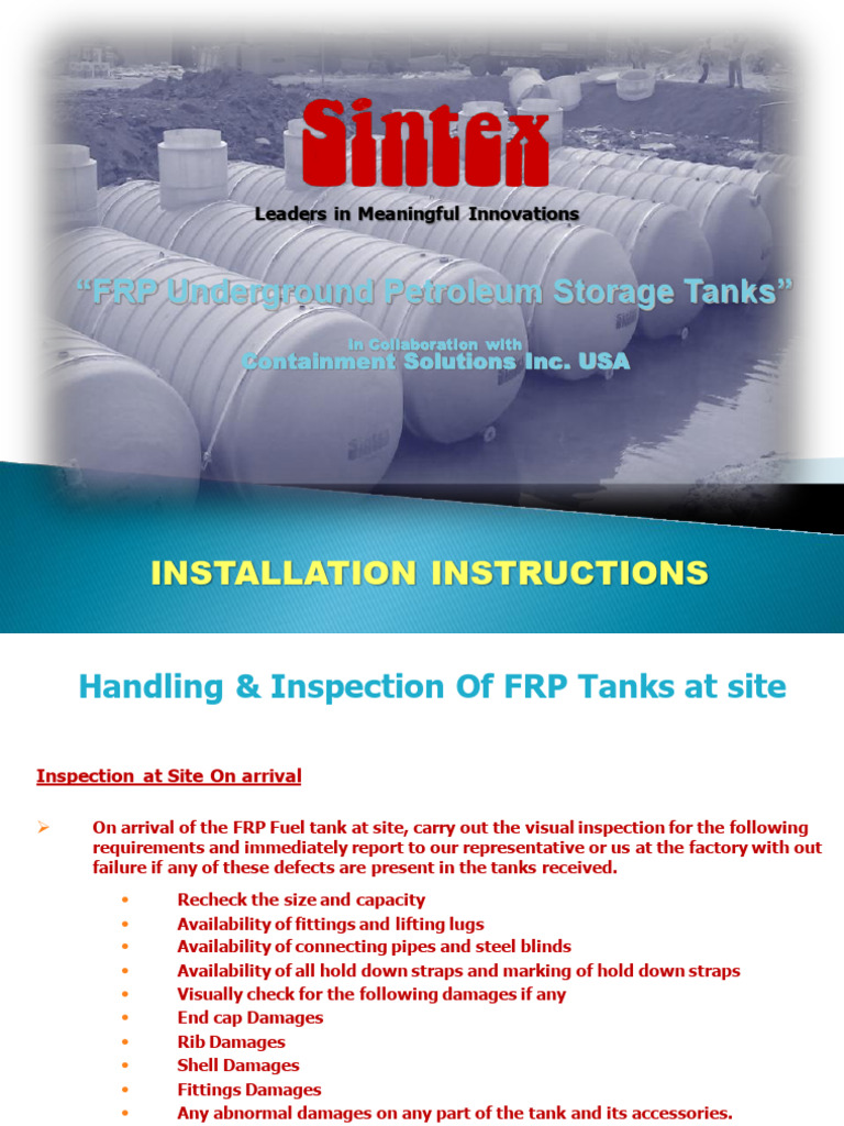 FRP Tank Installation Guidelines | PDF | Concrete | Construction Aggregate