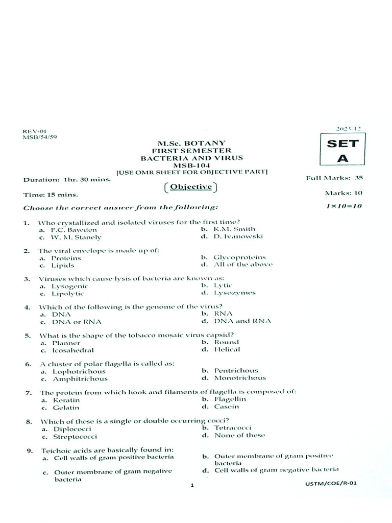 Bacteria and Virus (1st - Semester) | PDF