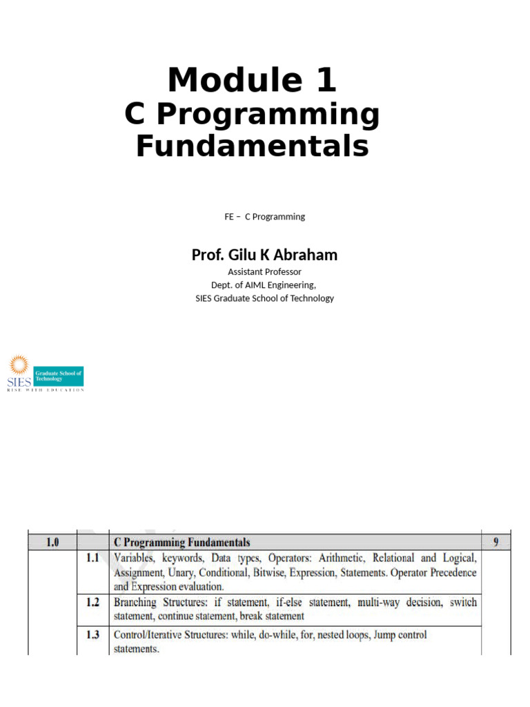 C Programming Fundamentals Overview | PDF | Data Type | Integer ...