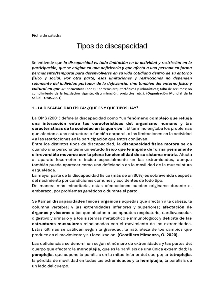 Tipos de Discapacidad: Guía Completa | PDF | Invalidez | Discapacidad ...