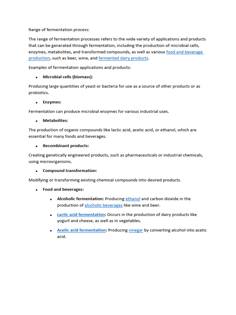 Overview of Fermentation Processes | PDF