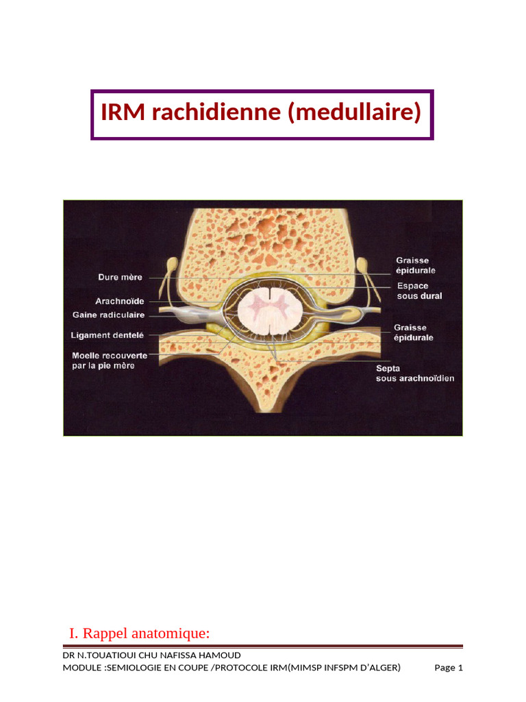 Protocole IRM pour l'Examen Rachidien | PDF | Vertèbre | Moelle épinière