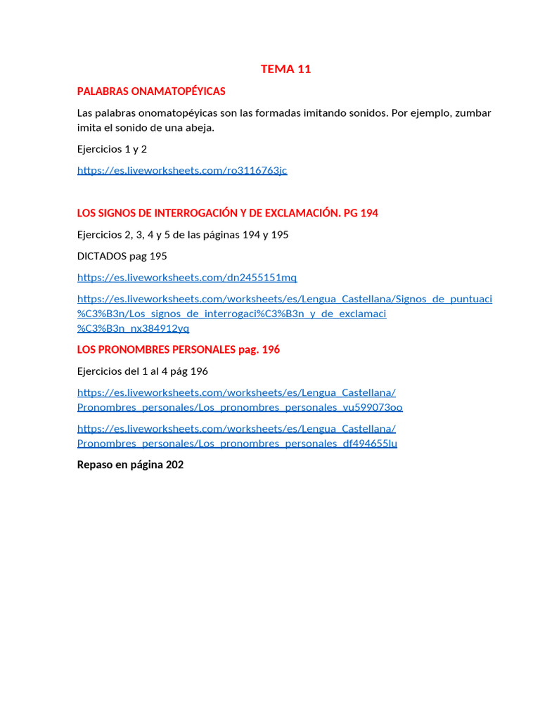 Lengua - t11 y t12 | PDF