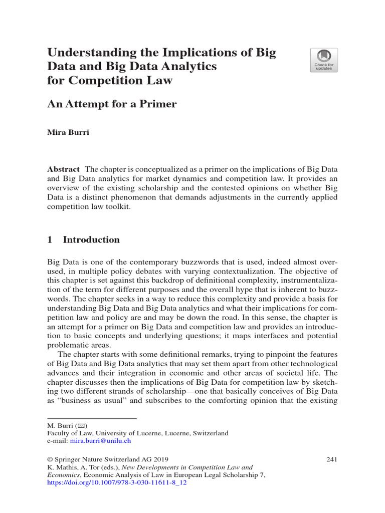 1) Big Data Analytics For Competition Law | PDF | Big Data | Privacy
