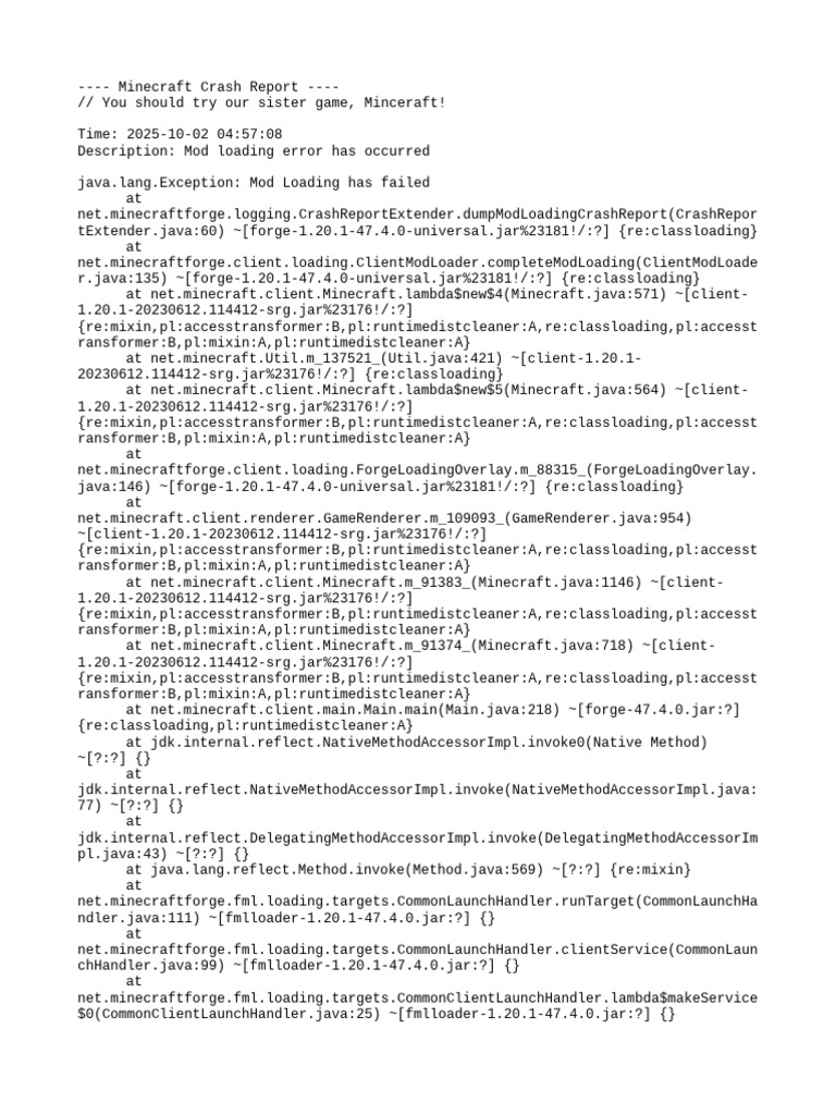 Minecraft Mod Loading Error Report | PDF | Computer Engineering | X86 ...