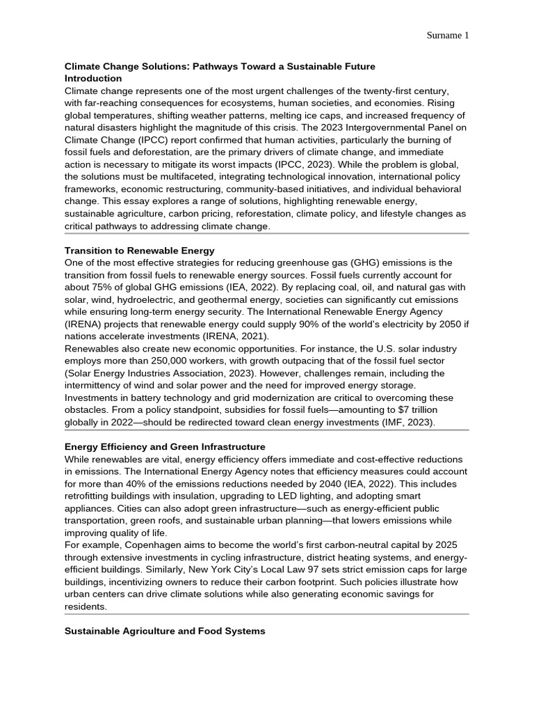 Climate Change Solutions - Pathways Toward A Sustainable Future | PDF ...