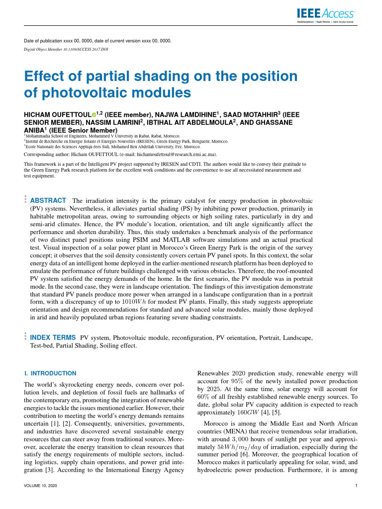 Impact of Partial Shading on PV Modules | PDF | Photovoltaics | Solar Panel