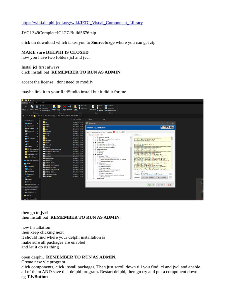 Installing JEDI Visual Component Library | PDF