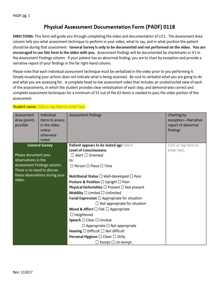 Physical Assessment Documentation Guide | PDF | Anatomical Terms Of ...