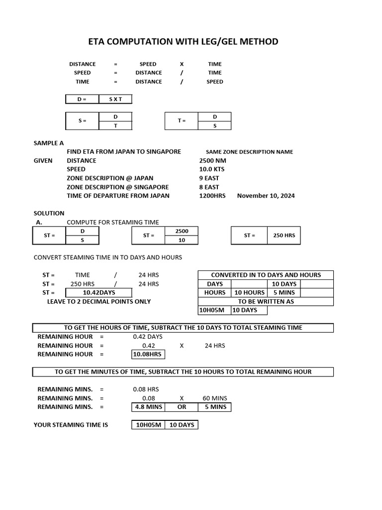 ETA Calculation for Japan to Singapore | PDF | Arithmetic