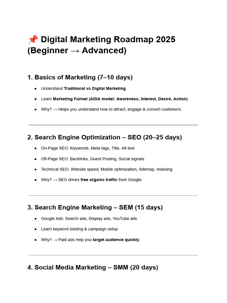 Digital Marketing Roadmap 2025 Guide | PDF | Search Engine Optimization ...