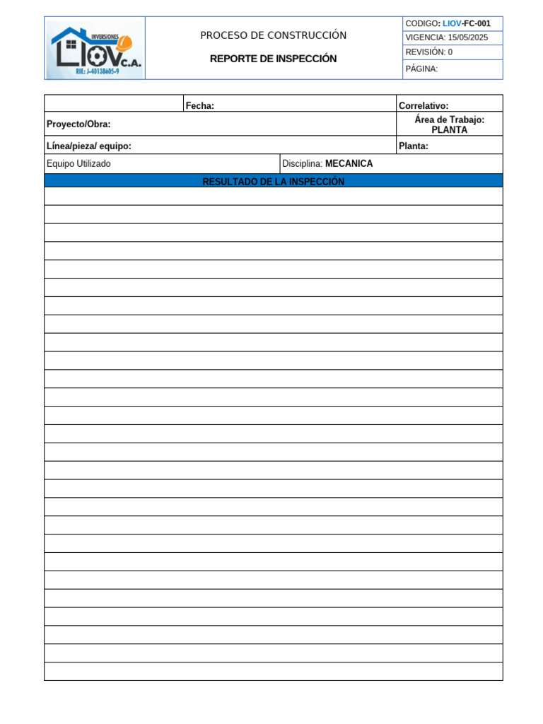 001 - Formato de Inspecciòn | PDF