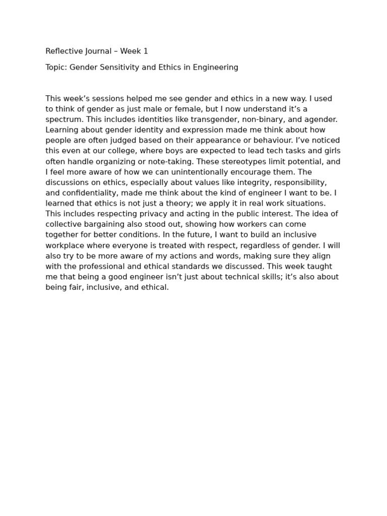 143 Reflective Journal-1 | PDF