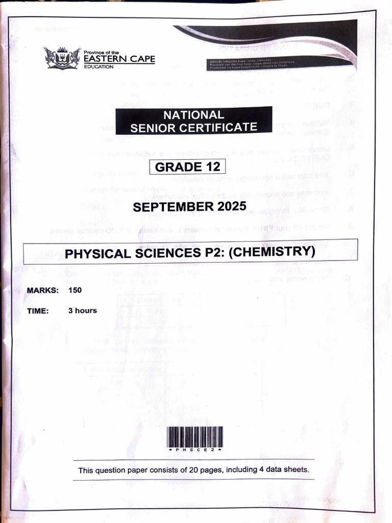 Grade 12 Physical Sciences P2 Marking Guide | PDF | Hydroxide | Acid
