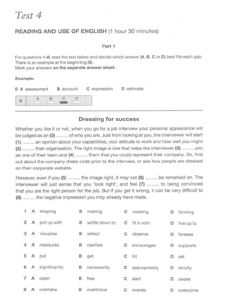 Advanced 1 Test 4 - Use of English | PDF