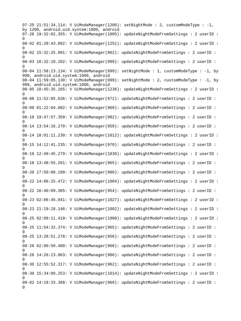 Android Night Mode Logs Analysis | PDF