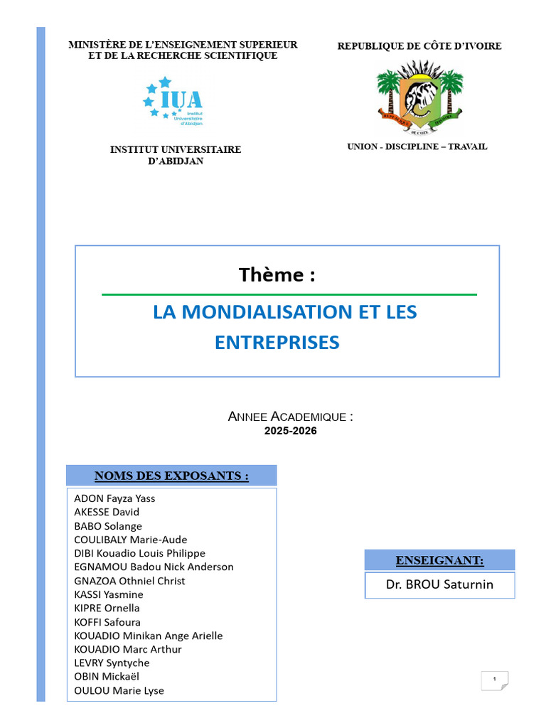 Impact de la Mondialisation sur les Entreprises | PDF | Globalisation ...