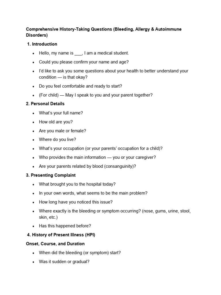 History-Taking for Bleeding Disorders | PDF | Bleeding | Pregnancy
