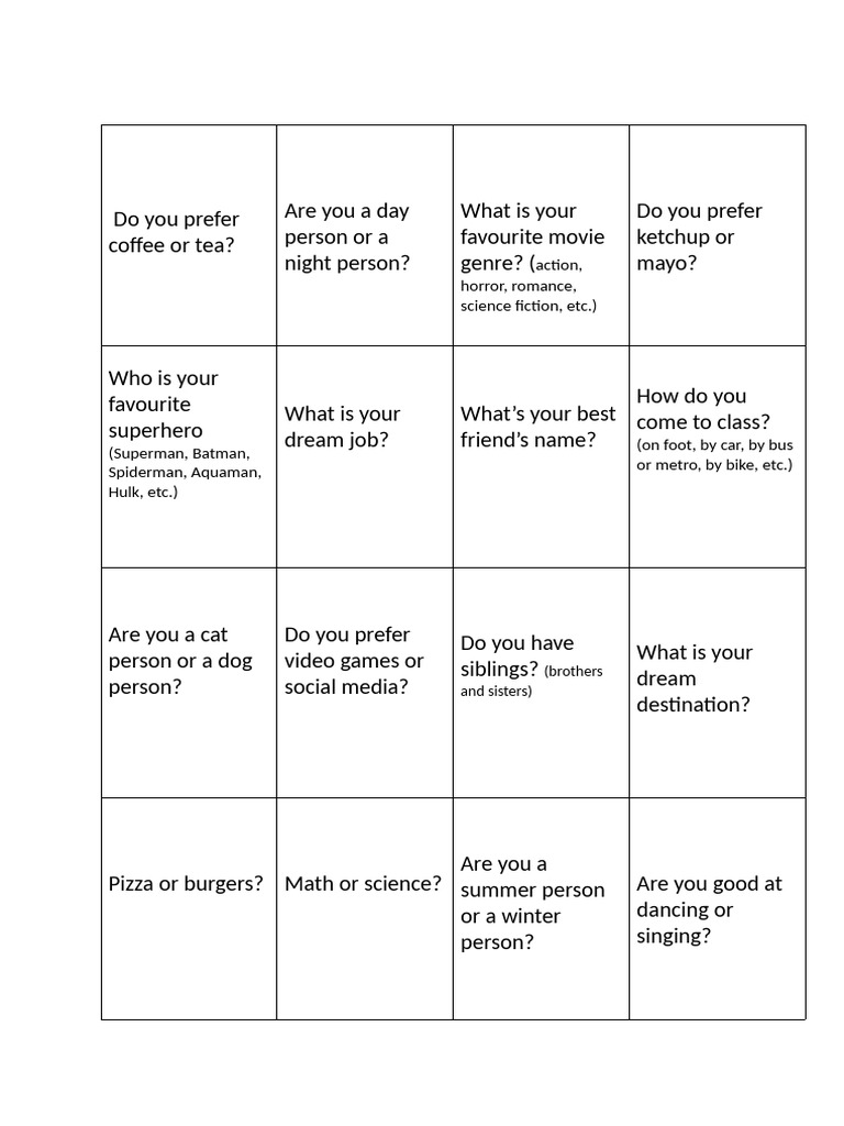 Icebreaker Questions for Group Activities | PDF