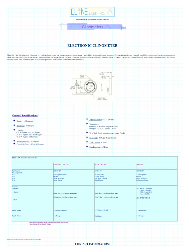 Angle Sensor Clinometer Clinelabs Net Prod01 HTM 2025 04-19-19!06!29 | PDF
