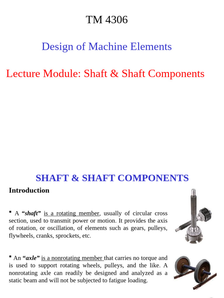 Shaft Design and Components Overview | PDF | Axle | Strength Of Materials