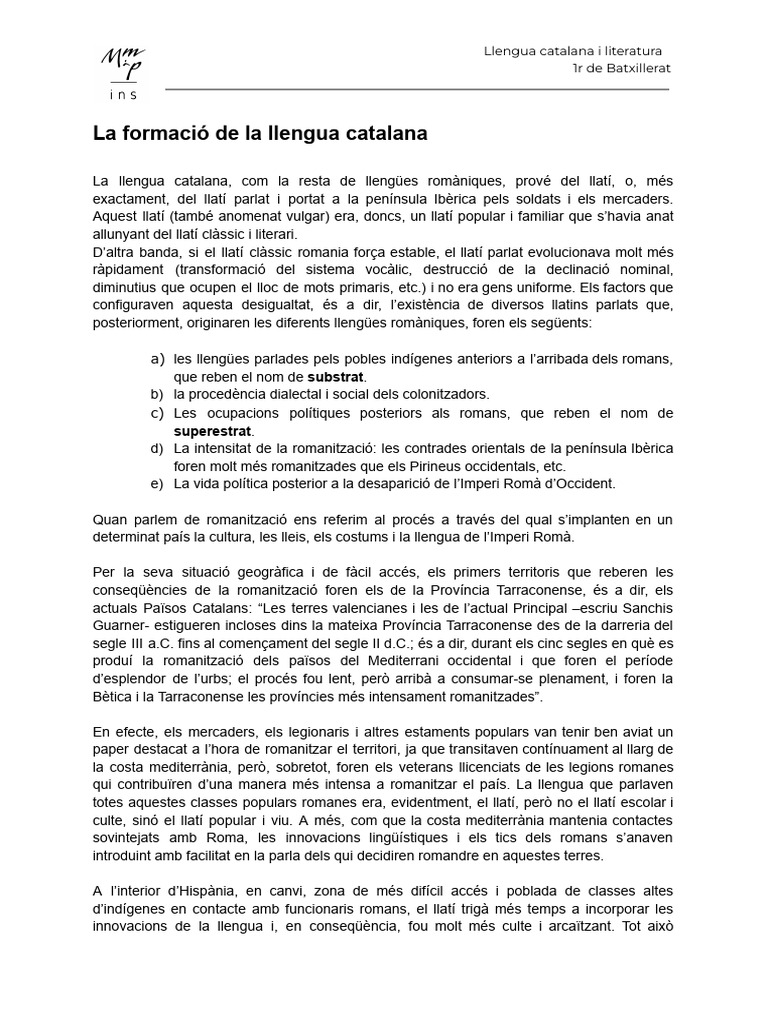 La Formació de La Llengua Catalana | PDF