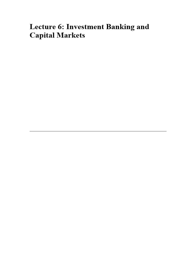 Investment Banking & Capital Markets Overview | PDF | Investment ...