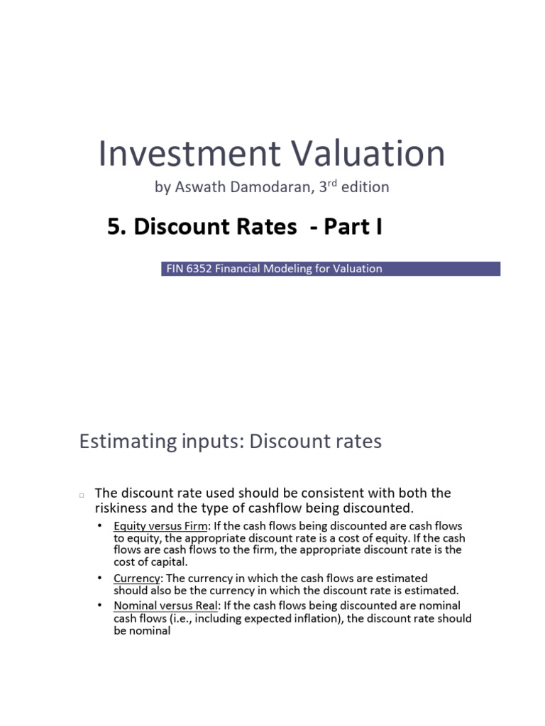 Discount Rates in Valuation Models | PDF | Financial Risk | Discounted ...