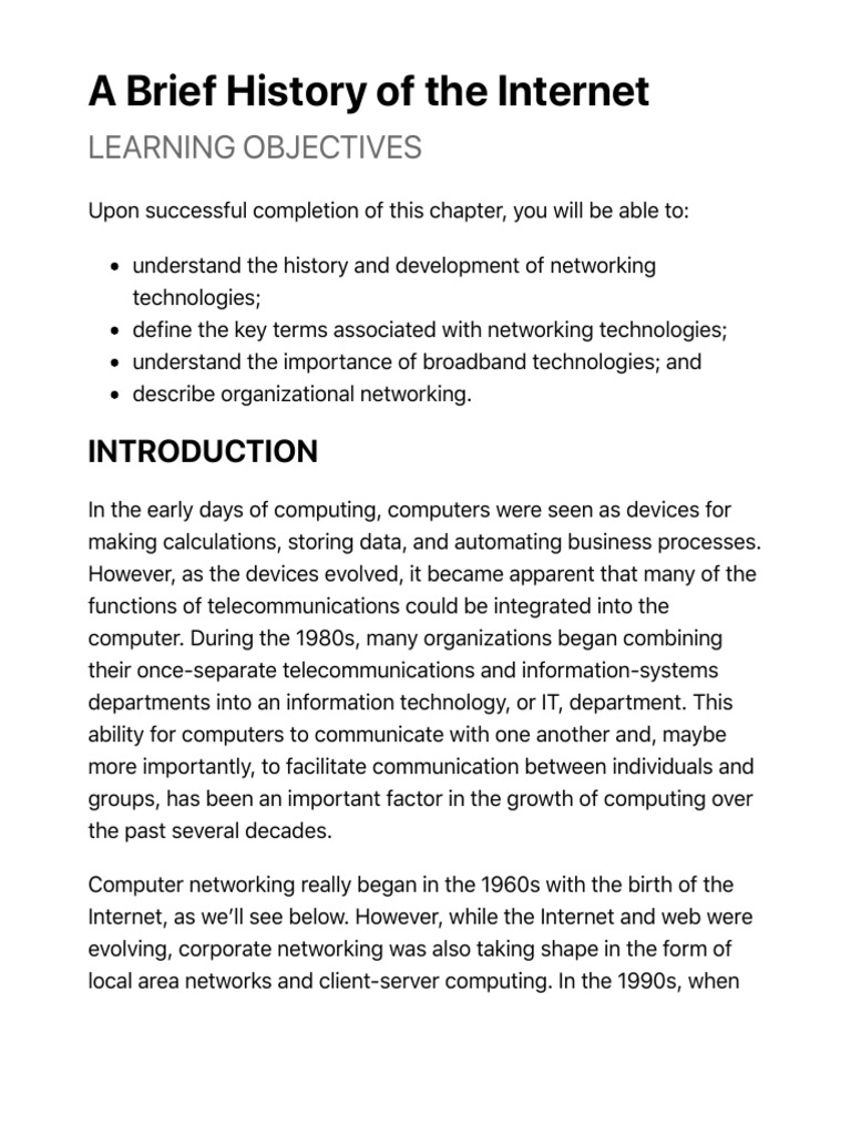 History and Evolution of the Internet | PDF | Computer Network | Internet
