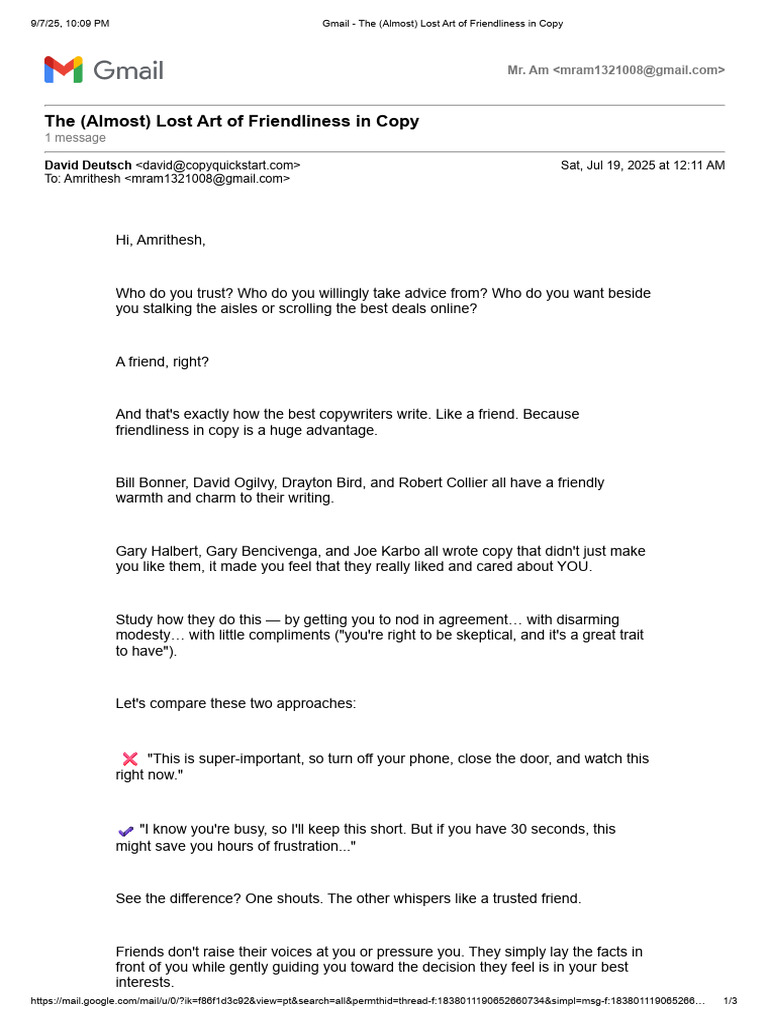 Gmail - The (Almost) Lost Art of Friendliness in | PDF