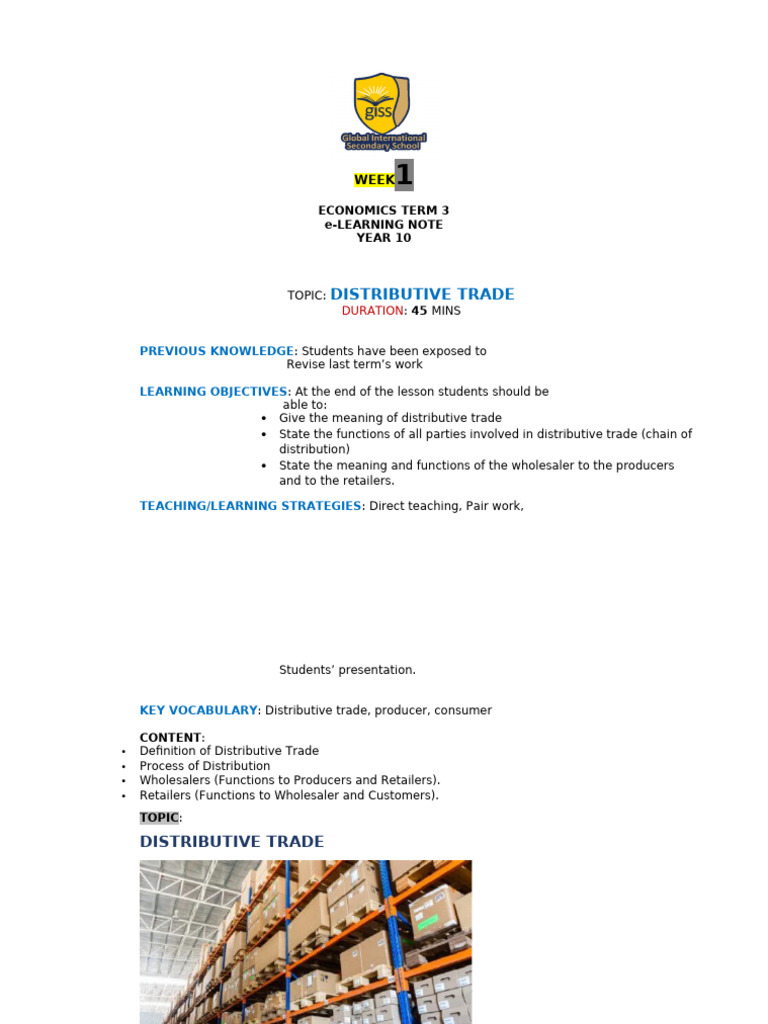 Understanding Distributive Trade | PDF | Retail | Goods