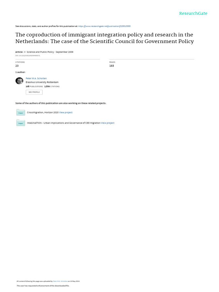 The Coproduction of Immigrant Integration Policy A | PDF | Science ...