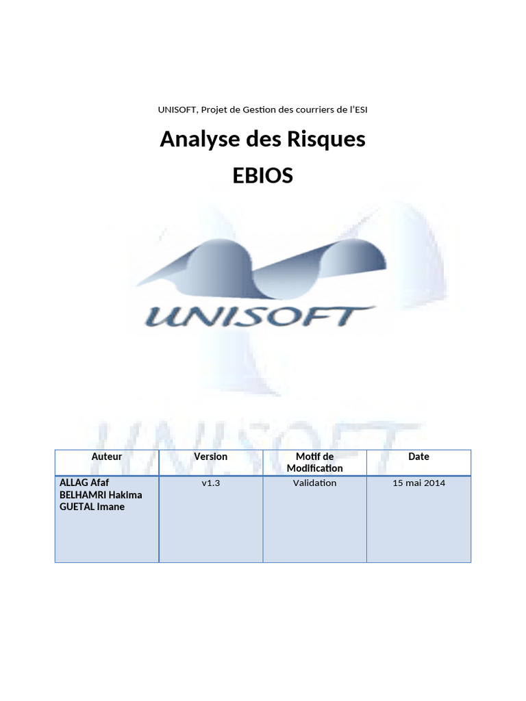 Analyse des Risques EBIOS pour ESI | PDF | Sécurité des systèmes d ...