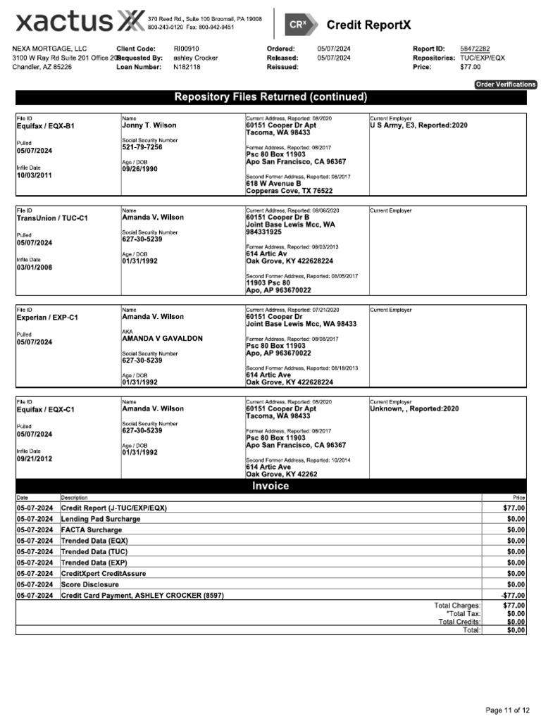 Credit Report Invoice | PDF