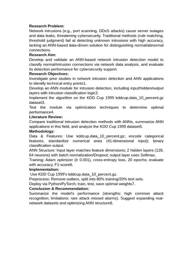 ANN-Based Network Intrusion Detection | PDF