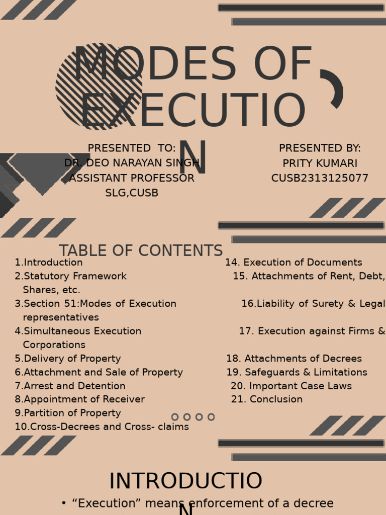 Modes of Execution in Legal Proceedings | PDF | Property | Justice