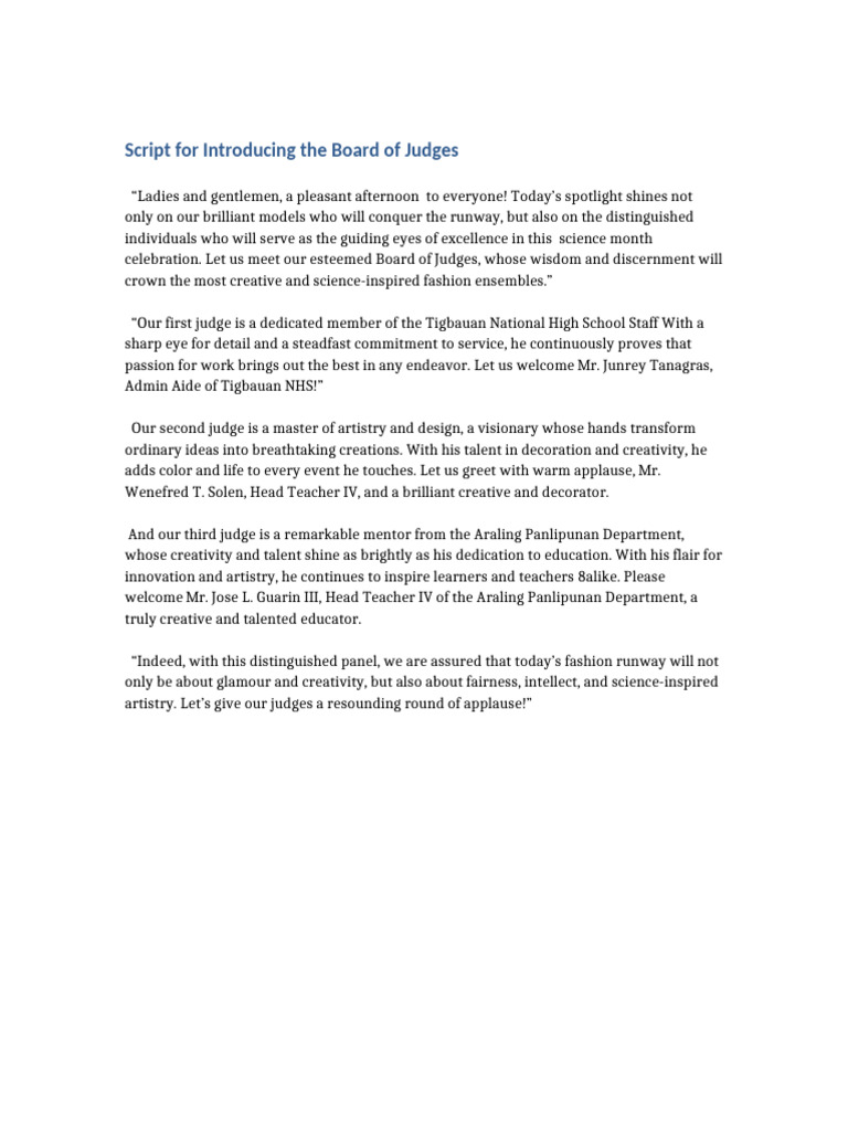 Introduction of the Board of Judges | PDF