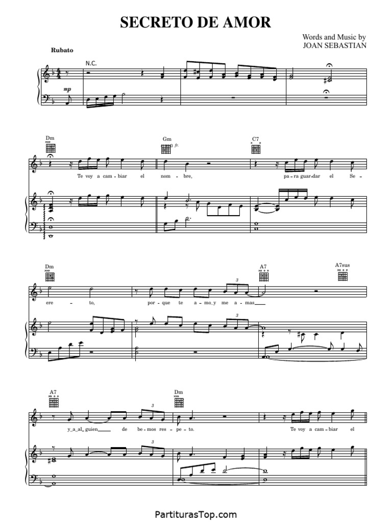 Secreto de Amor Joan Sebastian Lyrics PDF