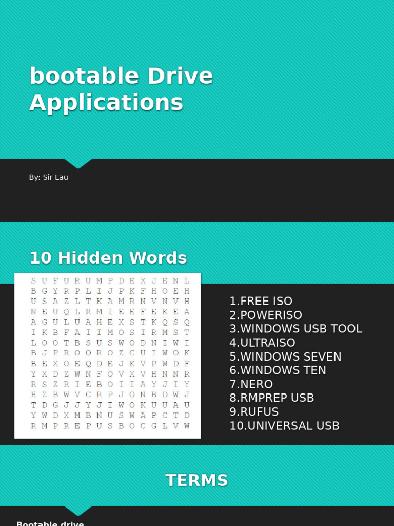 Essential Bootable Drive Software Guide | PDF | Booting | Usb Flash Drive