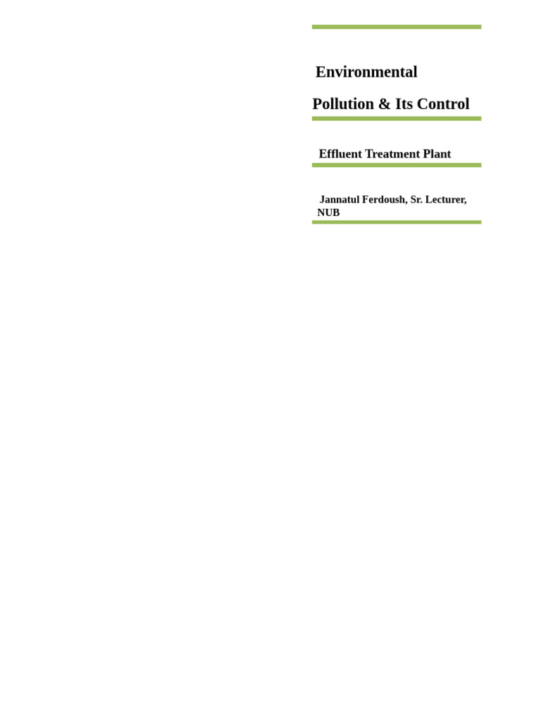 Effluent Treatment Plant Overview | PDF | N Ox | Air Pollution