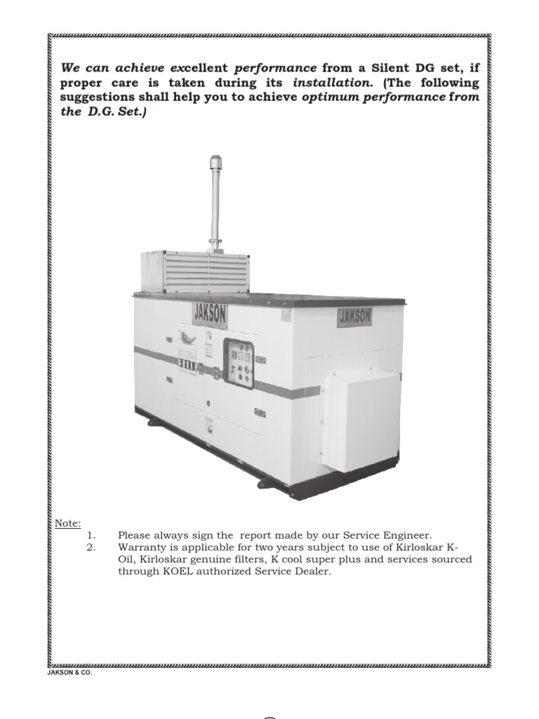 DG Set Foundation and Installation Guide | PDF | Fuel Injection | Rectifier