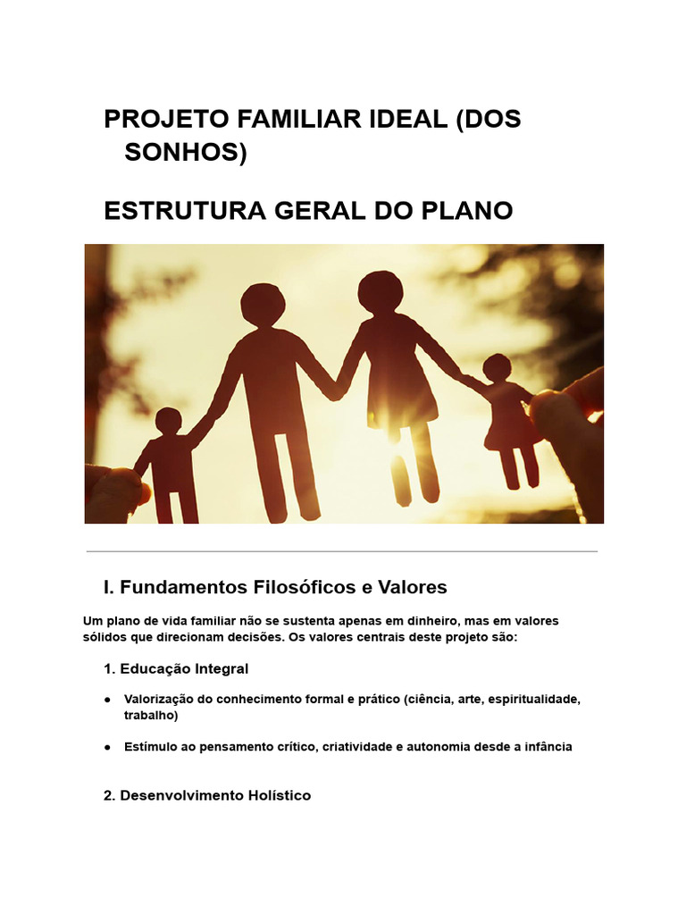 Projeto de Autonomia Familiar Ideal | PDF | Família | Custo de vida