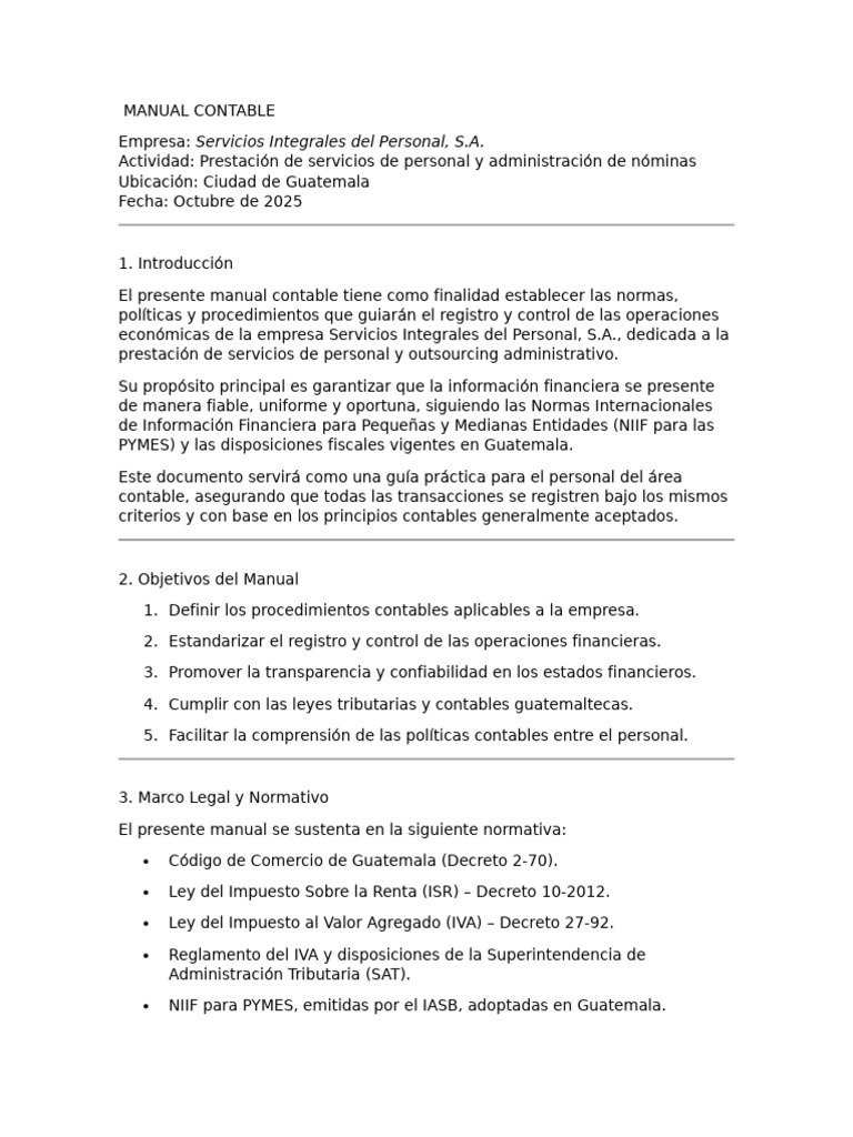 Manual Contable para Servicios de Personal | PDF | Contabilidad ...