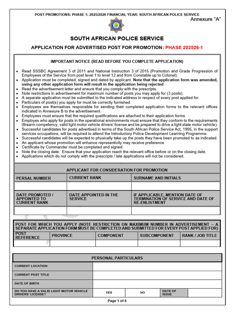 SAPS Promotion Application 2025/2026 | PDF | Crimes | Crime & Violence