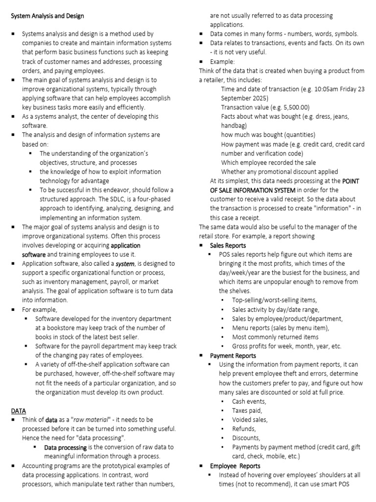 Systems Analysis and Design Overview | PDF | Decision Support System ...