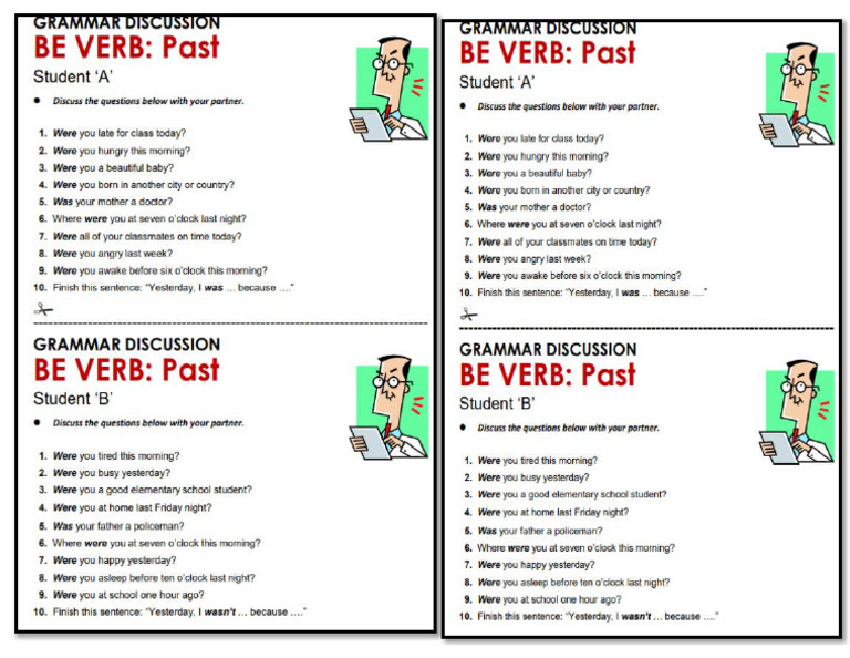 Pair Work Was Were All Things Grammar | PDF