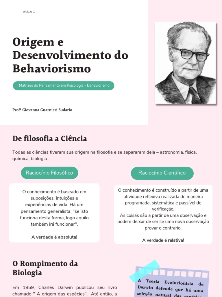 Origem e Desenvolvimento do Behaviorismo | PDF | Psicologia | Science